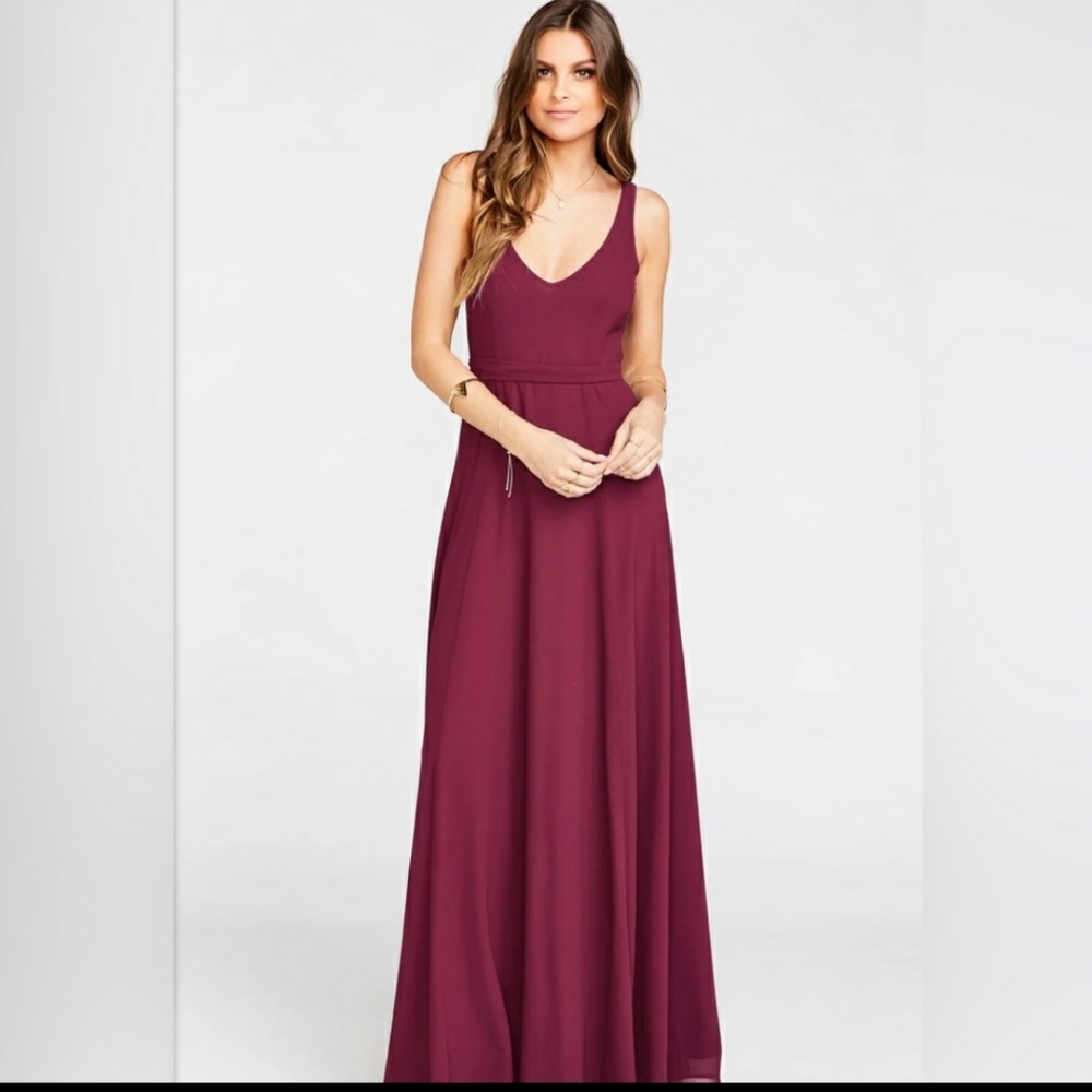 Show Me Your MuMu. Jenn Maxi Dress.  NWT.  Color: Merlot Chiffon. M.